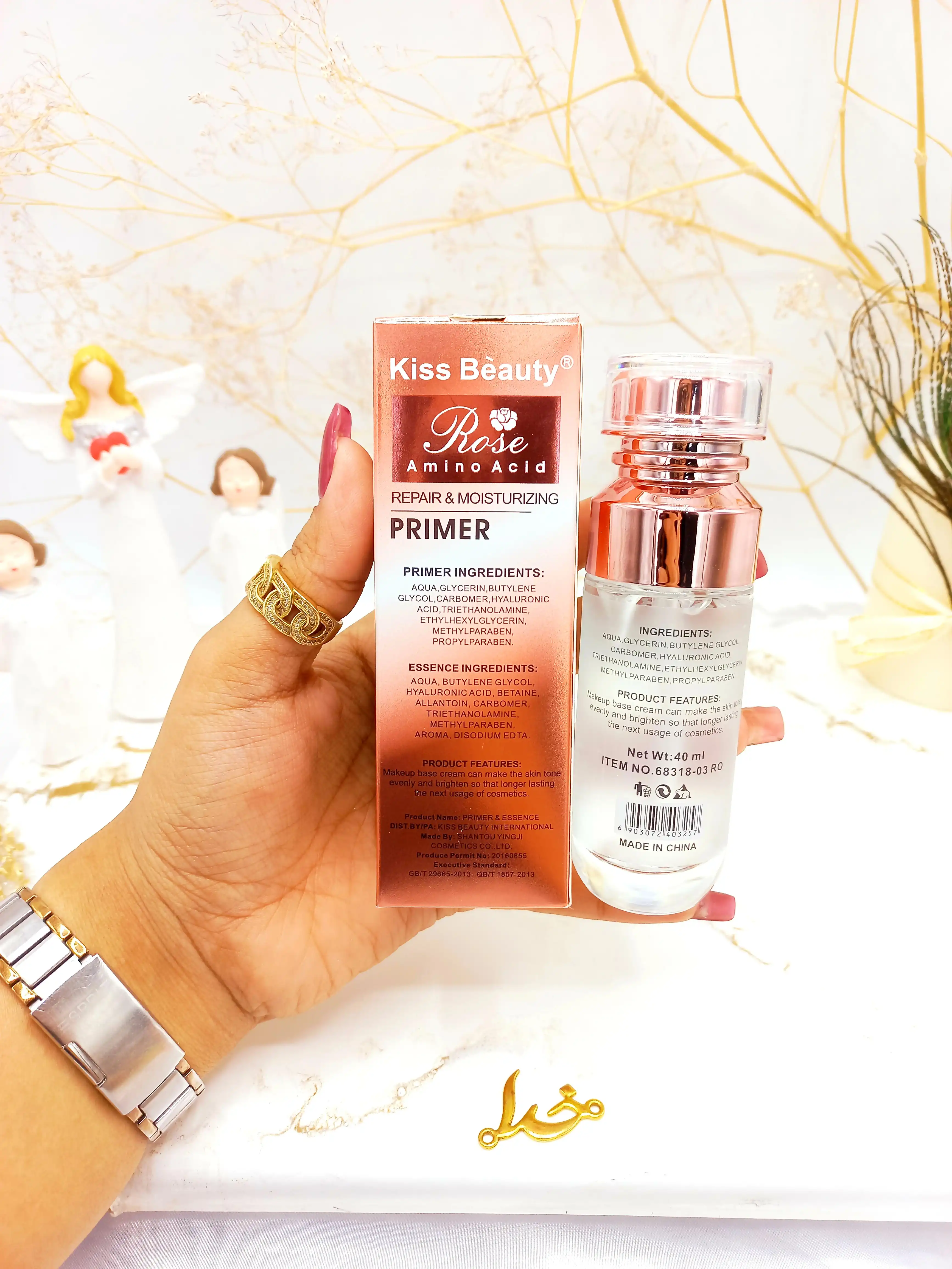 سرم صورت و پرایمر گل رز کیس بیوتی kiss beauty کد 68218082022